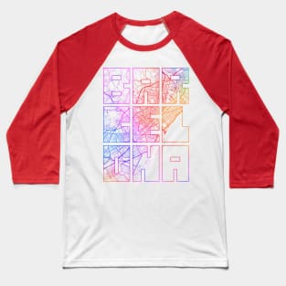 Barcelona, Spain City Map Typography - Colorful Baseball T-Shirt